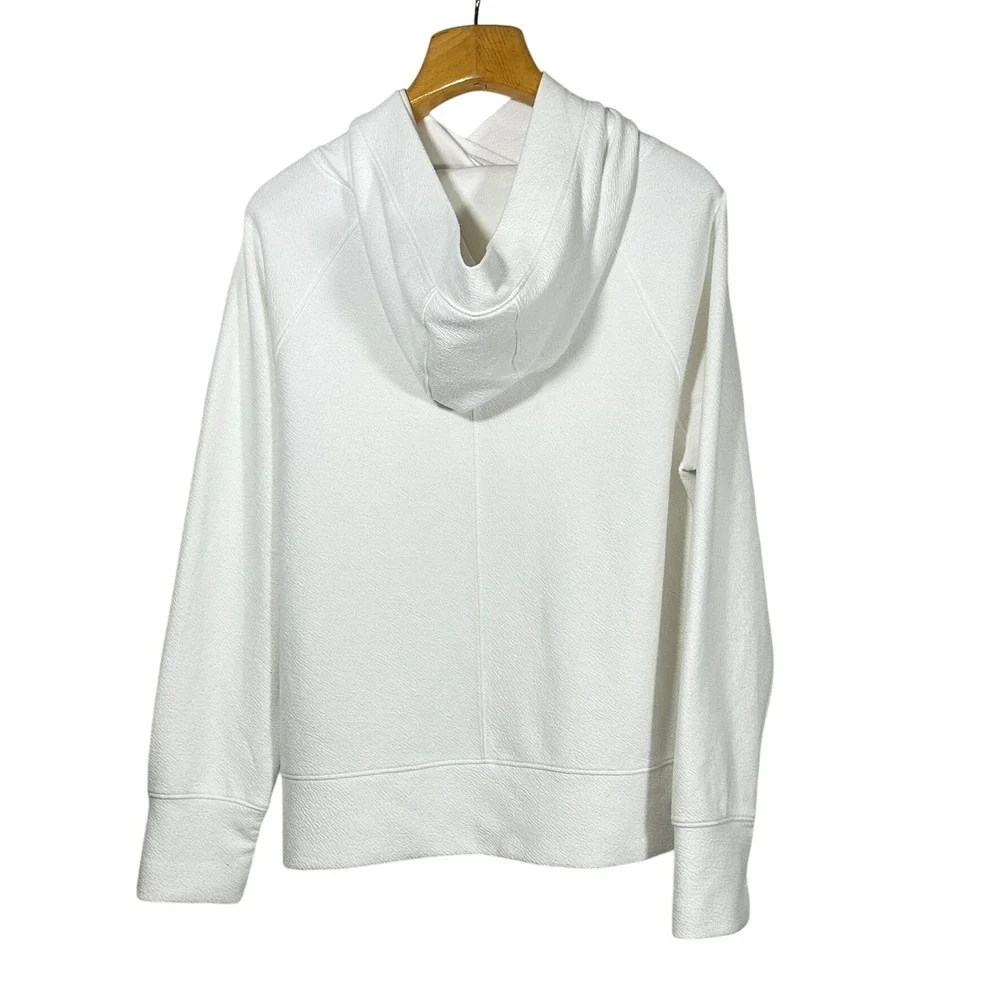 Akini White Textured Pullover Hoodie Long Sleeve‎ Casual Athleisure Women Small